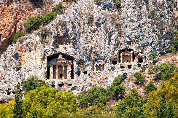 Famous Lycian Tombs of ancient Caunos city, Dalyan, Turkey — Stock Photo, Image
