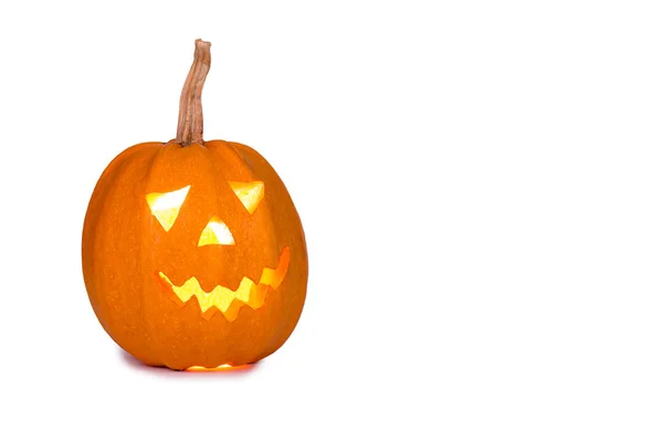 Halloween dýně, legrační obličej izolovaných na bílém pozadí — Stock fotografie