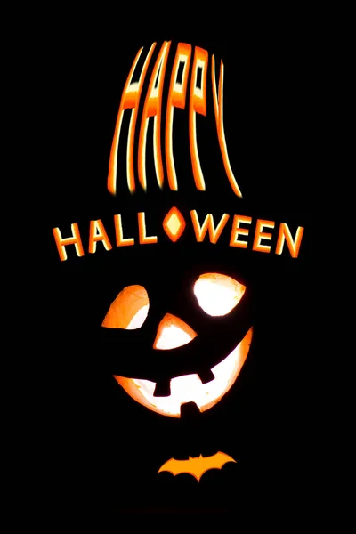 Vrolijk Halloween Halloween met enge gezicht op zwarte achtergrondkleur — Stockfoto
