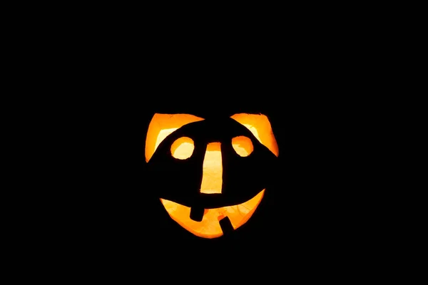 Halloween pompoen met eng gezicht op zwarte achtergrondkleur — Stockfoto