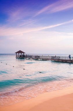 Egzotik cennet. Seyahat, turizm ve tatil kavramı. Bir tropik tatil Karayipler.