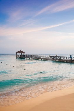 Egzotik cennet. Seyahat, turizm ve tatil kavramı. Bir tropik tatil Karayipler.