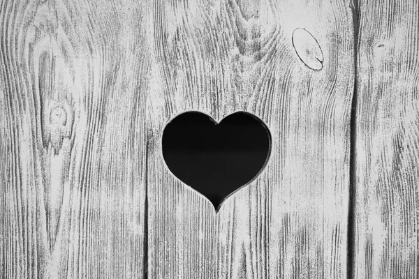 Heart Carved Wooden Board Background — Stock Photo, Image