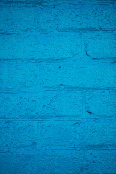 青いレンガの壁の背景。塗られたレンガのテクスチャ. — ストック写真