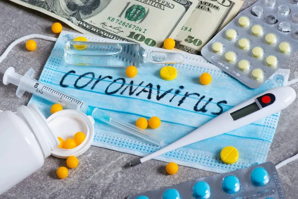 Covid Coronavirus Epidemia Gripe Especulación Negocios Sobre Vacuna Las Píldoras — Foto de Stock