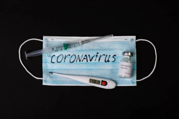 Panic Covid Coronavirus Epidemie Koncept Koronavirus Ochranná Chirurgická Maska Černém — Stock fotografie