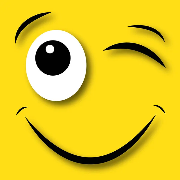 Happy face blinking eye — Stock Vector