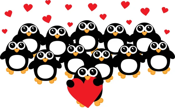 A crowd of lovely penguins — Stock Vector