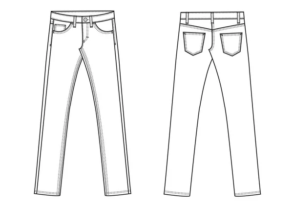 Kledingstuk schets denim jeans mode-industrie — Stockvector