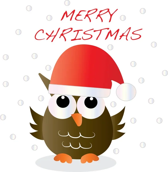 Merry christmas a sweet little christmas owl — Stock Vector