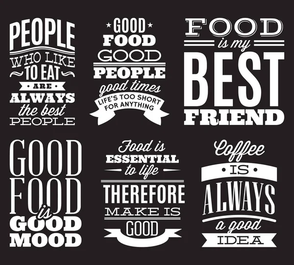 Set of vintage typographic food quotes to the menu or t-shift — Stock Illustration Set of vintage typographic food quotes to the menu or t-shift Royalty Free Stock Vectors