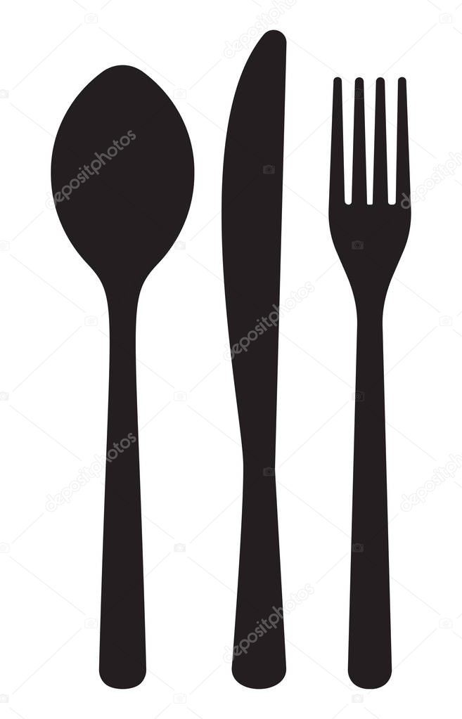 Vector monochrome pattern of dining accessorie - forks, knife, spoon