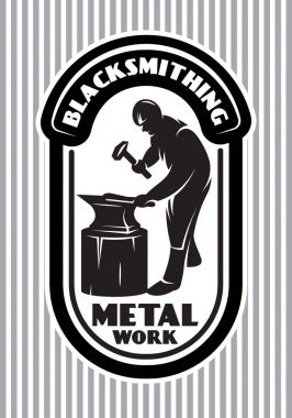 Demirci çekiç ile retro tarzı logo, smithy örs için vektör şablon
