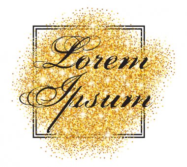 çerçeve ve arka plan üzerinde yazıt altın parçacıkları ile vektör desen. Vekton illüstrasyon.