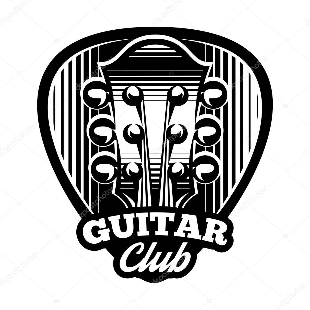 Monochrome vector logo template with ple trum and guitar