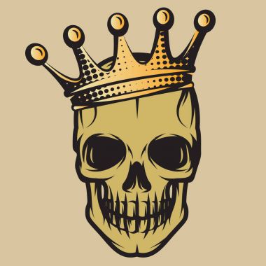 Vektör renk illüstrasyon kafatası Crown ile