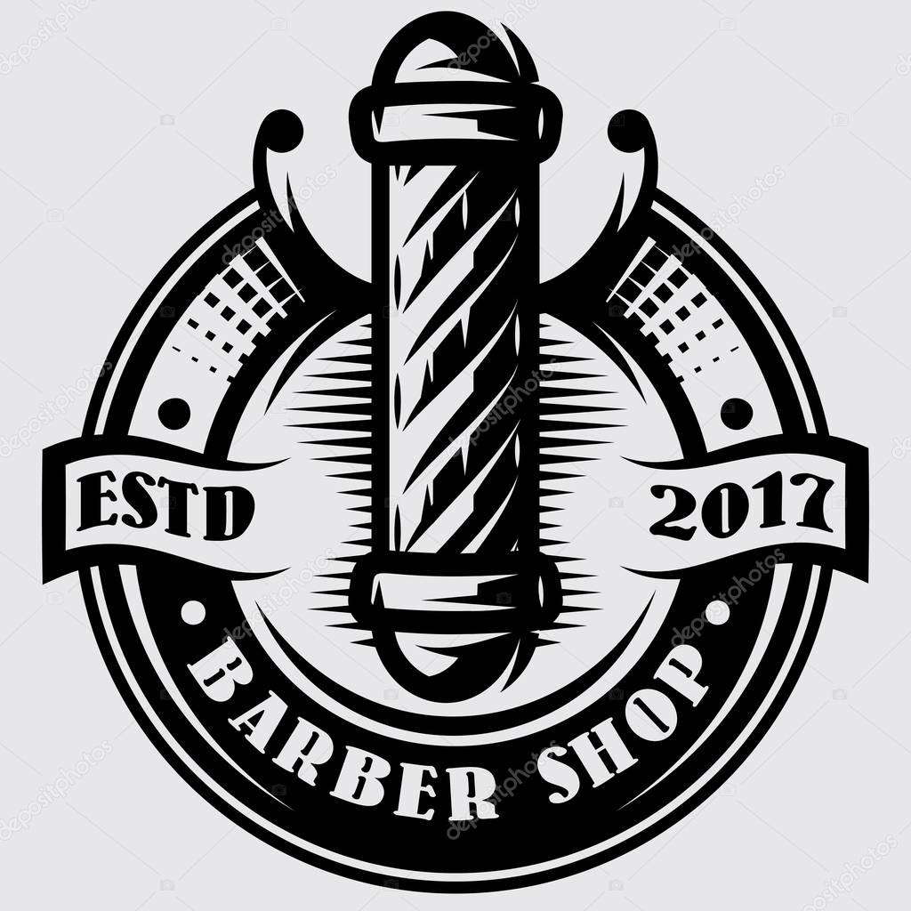 Monochrome templates for barber pole on the topic of barber shop