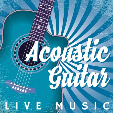 Vektör retro poster swirls ve gitar ile