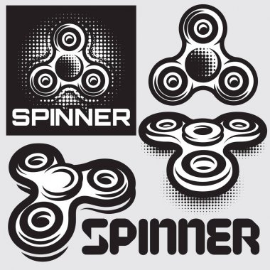 Vektör el spinner logoları yazıtlı ayarla