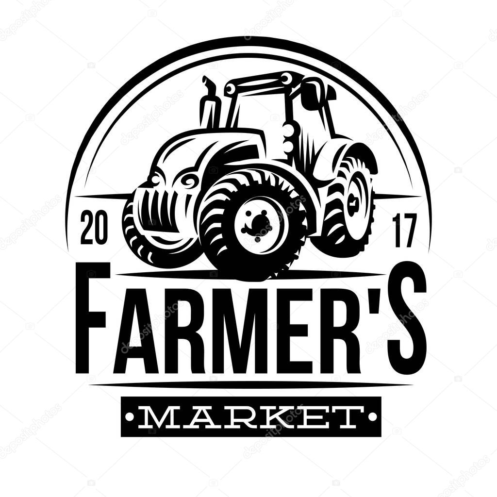 Monochrome vector illustration of a farmer market.