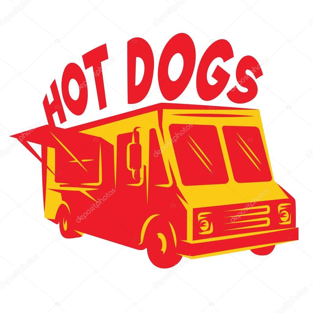 Color vector template van for delivery hot dog.