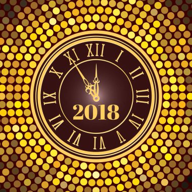 kar taneleri ve saatler ile yeni yıl için tebrik kartı