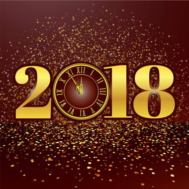 kar taneleri ve saatler ile yeni yıl için tebrik kartı