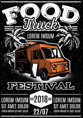 Davetiyeler gıda kamyon ile sokak gıda Festivali için Retro poster