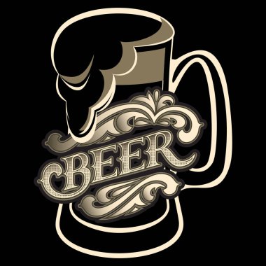 Bir bardak bira için kaligrafi yazıt ile