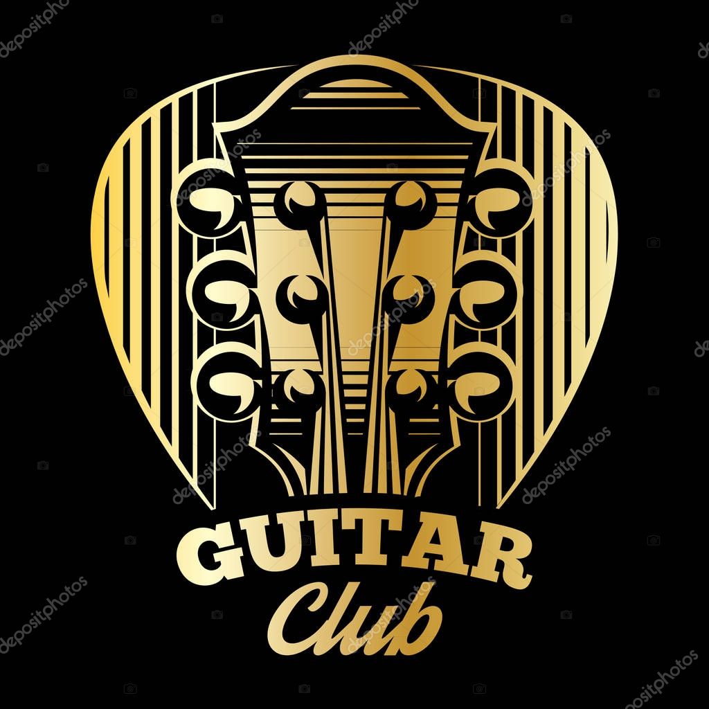 Vector logo template with plectrum and guitar