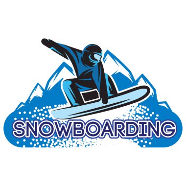 vektör renk şablonu ile snowboard olarak bir atlama