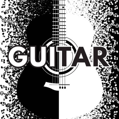 gitar ve notlar ile vektör arka plan