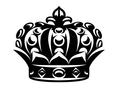Beyaz arkaplanda imparatorluk tacı olan vektör monokrom çizimi