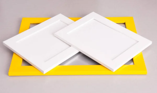 Moldura foto branco e amarelo — Fotografia de Stock