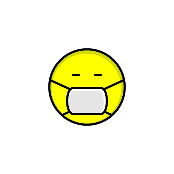 Emoji Com Máscara Bucal Face Amarela Com Olhos Fechados Usando — Vetor de Stock