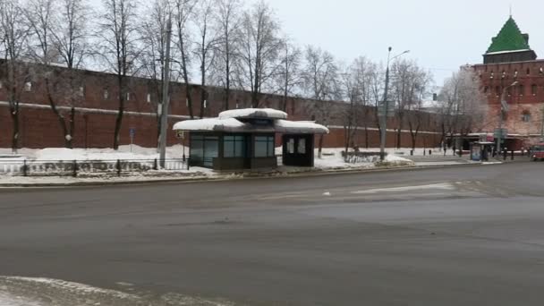 Vista de invierno plaza de Minin y Pozharsky en Nizhny Novgorod — Vídeos de Stock