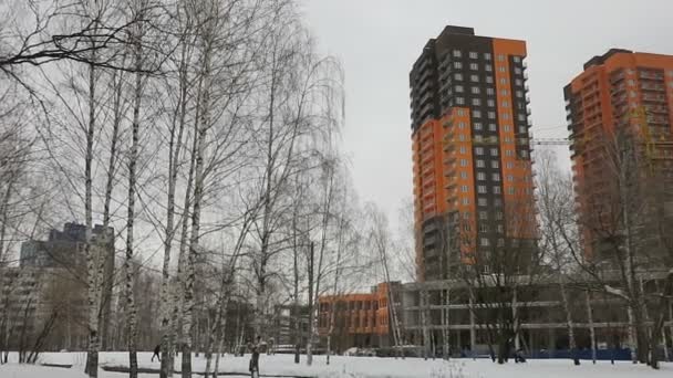 Multistory apartment and construction site in Russia — Stock Video