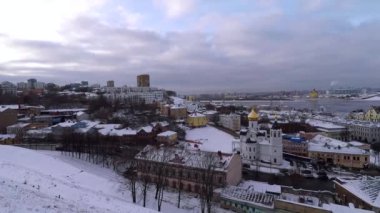 Kış akşam görünümü Nijniy Novgorod Rusya'nın