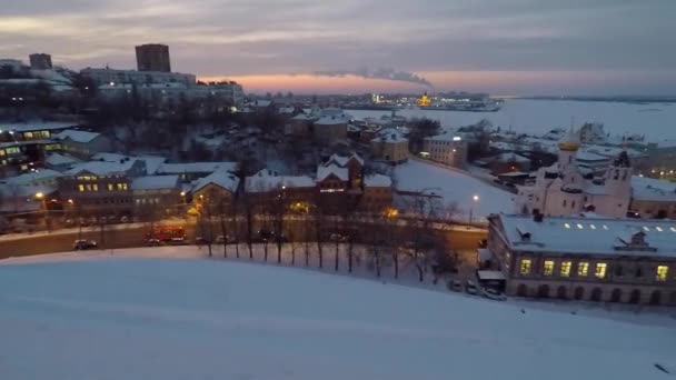 Wintersonnenuntergang Nischni Nowgorod Russland — Stockvideo