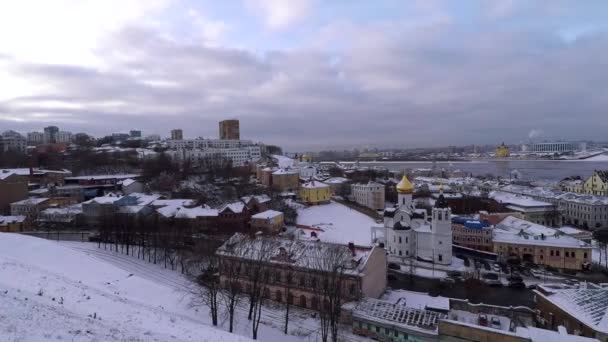 Vista Serale Invernale Nizhny Novgorod Russia — Video Stock