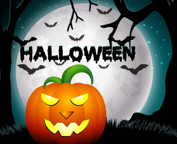 Nuit d'Halloween aux citrouilles — Image vectorielle