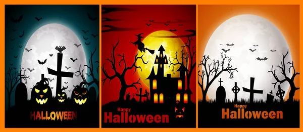 Feliz conjunto de banner de Halloween — Archivo Imágenes Vectoriales