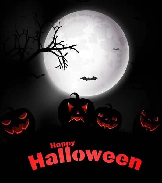Citrouilles d'Halloween sur la pleine lune — Image vectorielle