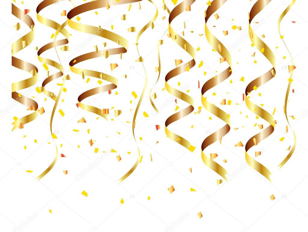 Gold confetti celebration isolated on white background