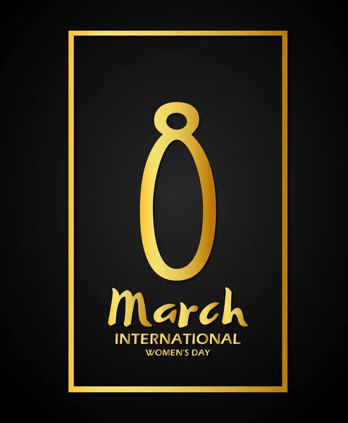 März Goldene Grußkarte Zum Internationalen Frauentag — Stockvektor