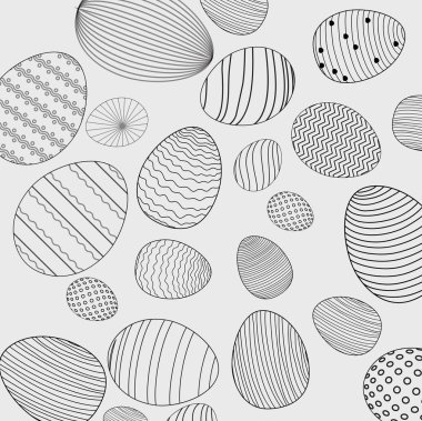 Beyaz arka plan üzerinde siyah ve beyaz seamless modeli ile Paskalya yumurta