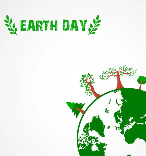 Día Tierra Con Fondo Árbol Verde Mundo — Vector de stock