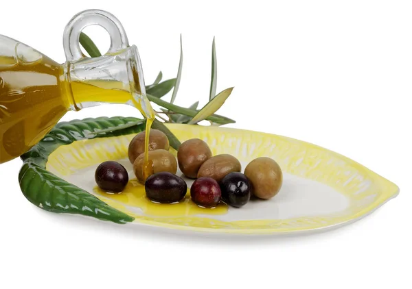 Oliwa z oliwek i oliwki — Zdjęcie stockowe
