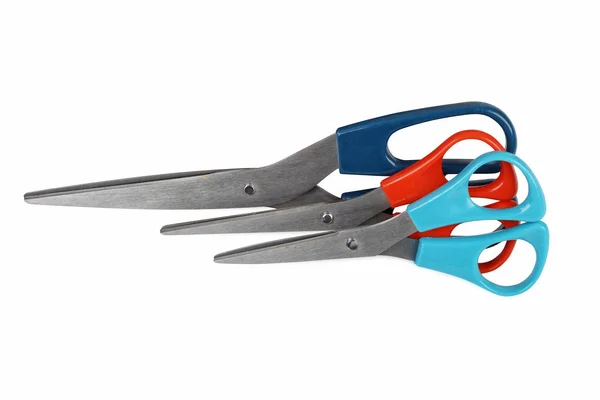 Three colorful scissors — Stock Photo, Image