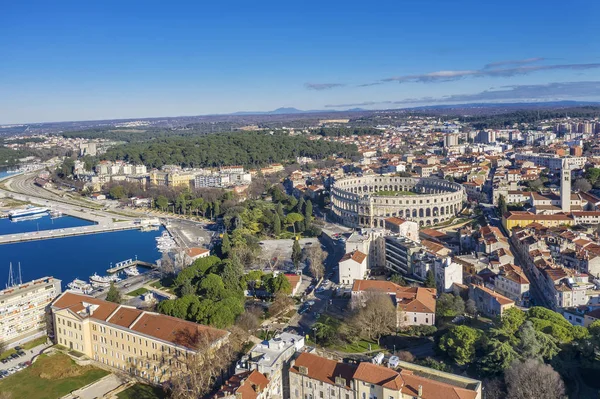 An aerial view of amphitheatre in Pula, Istria, Croatia — Stock Photo, Image